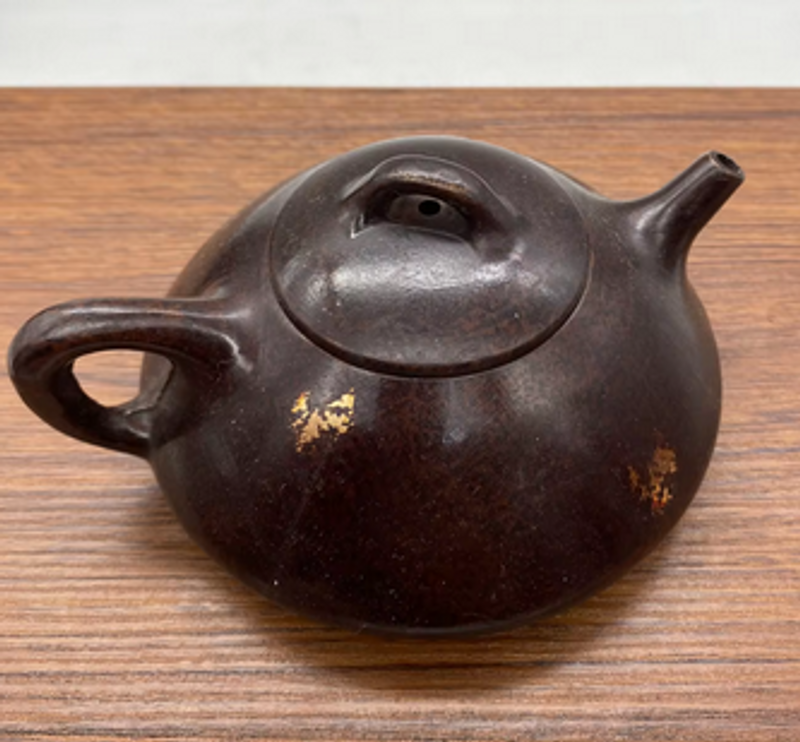 China Pure brass bronze Gilding pot Decoration flat teapots copper pot decoration collection_voghion.com