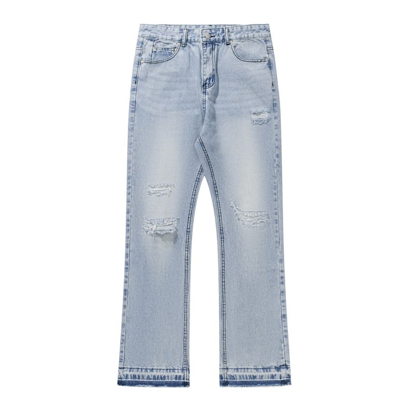 Men's Clothing Trendy Brand Washed Old Loose Men's Hole Cleanfit Jeans_voghion.com