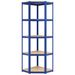 5-Layer Corner Shelf Blue Steel&Engineered Wood_voghion.com