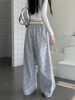 1509 # 2024 Podzimní potištěné sestřihové široké ležérní kalhoty pro ženy, lenošné a relaxační na podzim, rovné kalhoty, dlouhé kalhoty_voghion.com