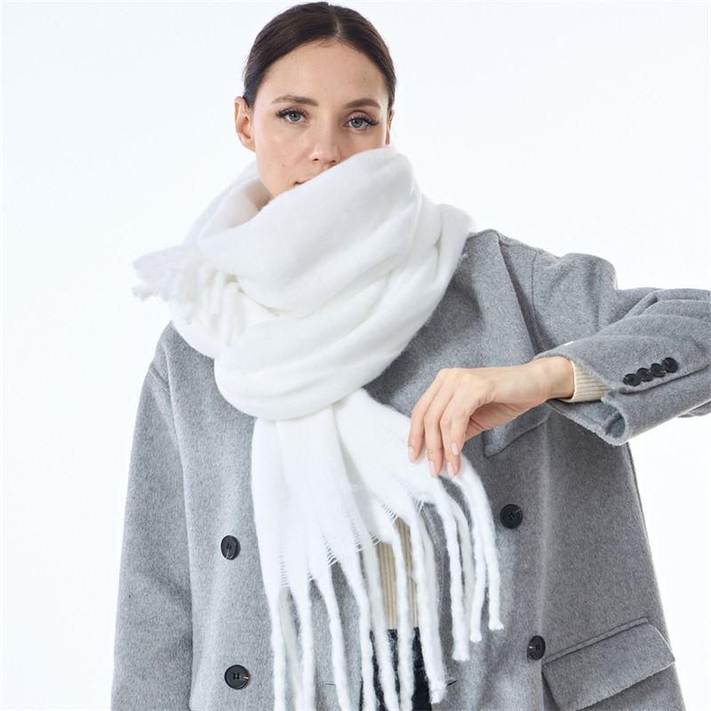 Filato circolare allungato e ispessito, sciarpa blu reale in mohair intrecciato, versione coreana femminile versatile, ideale per l'inverno, freddo e caldo._voghion.com