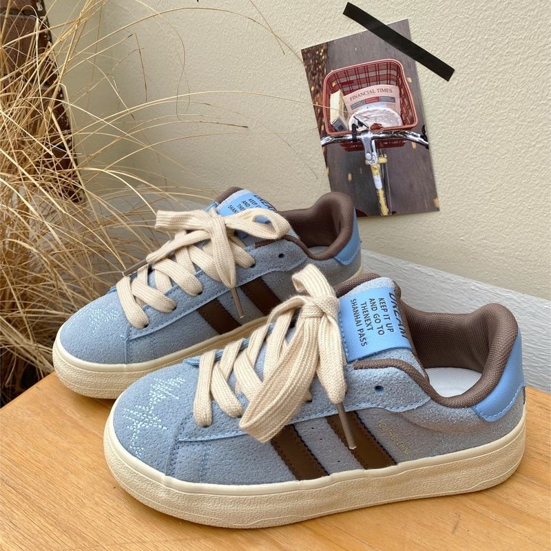 Sneakers da donna 2024 primavera nuovo stile caldo nicchia retrò versatile suola spessa scarpe bianche casual sportive scarpe da allenamento tedesche_voghion.com