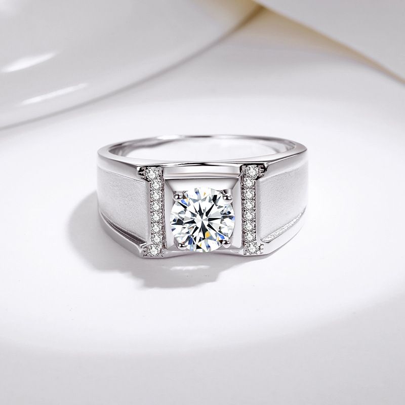 Anello da uomo con montatura vuota in argento Moissanite, lussuoso e opaco, con diamanti ad alto tenore di carbonio H_voghion.com