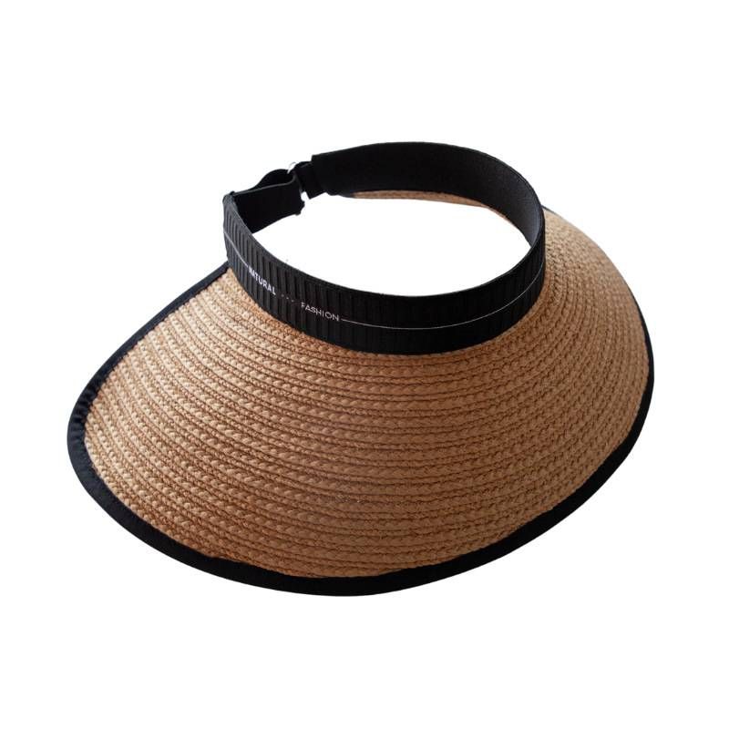 2025 Neie Summer Raffia Sonnenhut Stréi Stréihut Hutt Hohlen Zylinder Sonnenhut UV-Schutz Iwwergrousst Hutt_voghion.com