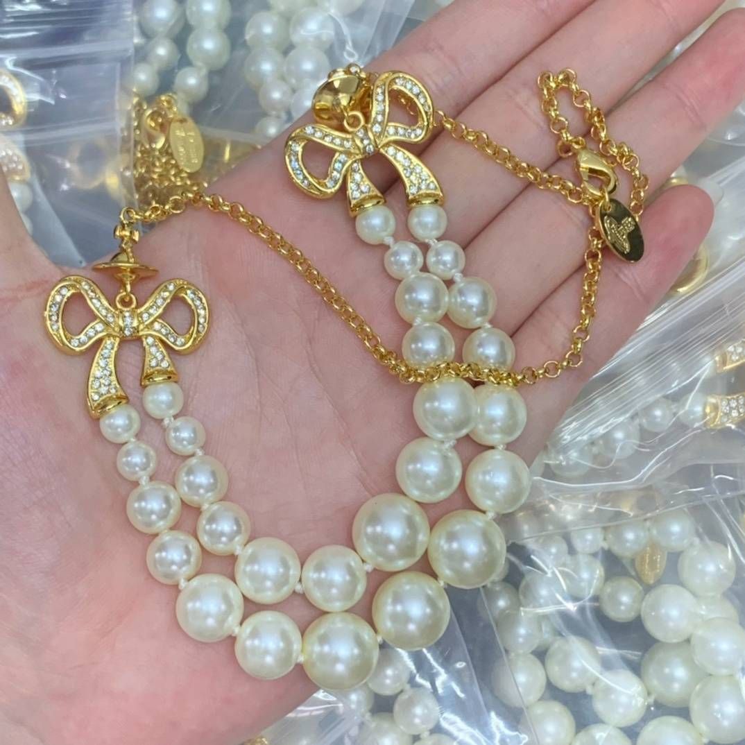 Vivien-ne West+wood Nieuwe Stijl Dames Parelketting - Unieke Sieraden - Europese Station Hoge Versie - Aangepaste Sieraden_voghion.com