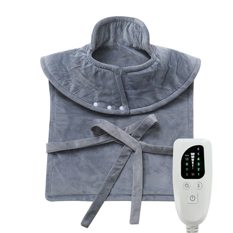 Gilet riscaldante regolabile per alleviare il dolore al collo e alle spalle - Terapia a 6 temperature e 4 timer (60x90 cm, uso globale 100-240 V, certificato CE/FCC, blu/grigio)_voghion.com