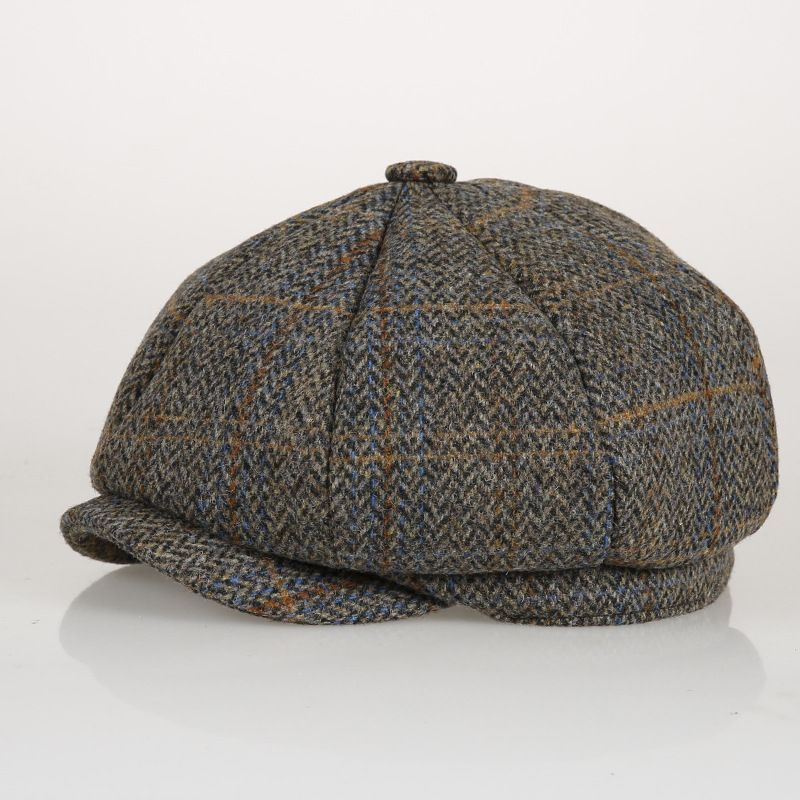 Boina de moda para hombre y mujer, de gran oferta, estilo octogonal, estilo británico, retro, estilo callejero, versátil, estilo pintor, gorra de vendedor de periódicos Harris Tweed_voghion.com