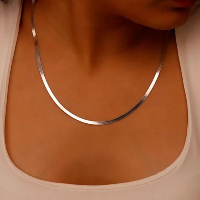Simple blade chain necklace niche design fashion stainless steel clavicle chain_voghion.com