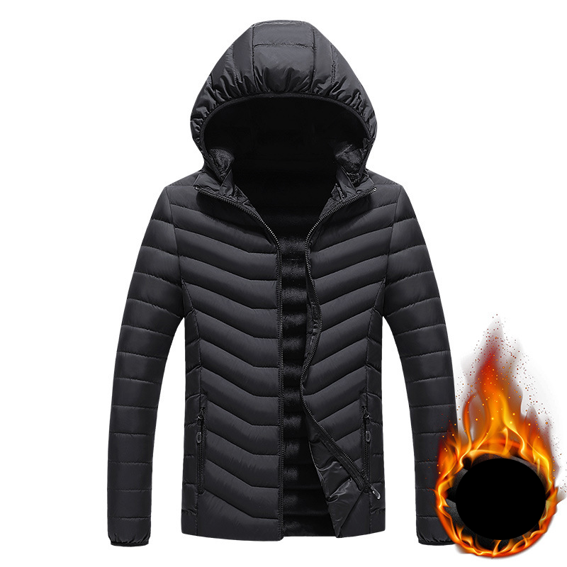 Giacca corta imbottita con cappuccio da uomo in pile da uomo_voghion.com