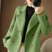 Women’s Wool Blend Trench Coat – Slim-Fit Double-Breasted Long Coat With Notched Lapel (Black, White, Gray, Camel, Avocado Green, Purple, S-XL)_voghion.com