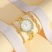 3pcs Women's Retro Square Diamond-inlay Steel Band Quartz Fashion New Watch + Diamond-inlay Bracelet Gift Box Set_voghion.com
