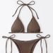 2025European and American cross border new drawstring straps hollow striped split swimsuit bikini bikini_voghion.com