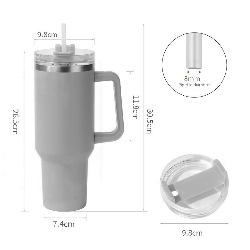Gobelet isotherme de 1 134 ml avec paille – Grande capacité pour voiture, intérieur en acier inoxydable 304, étanche et résistant à la transpiration, garde les boissons froides/chaudes pendant plus de 6 heures._voghion.com