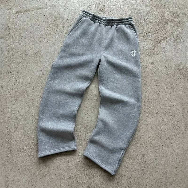 Embroidered Zipper Sweatpants Suit Casual Trousers Suit High Street Rap Street US Size Men's And Women's Sweatpants Suit_voghion.com