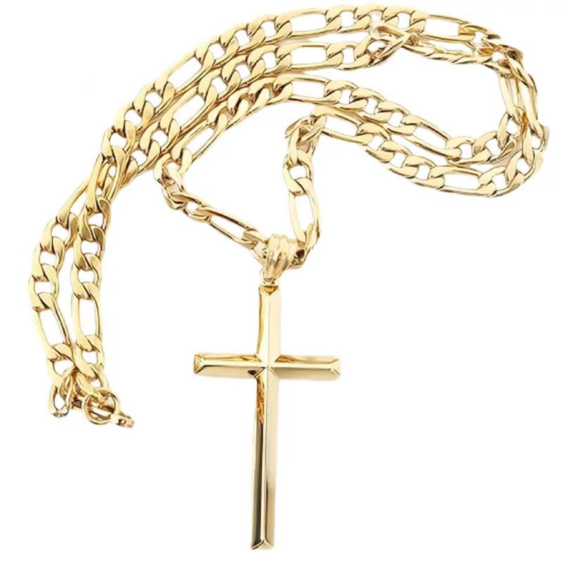 Collana con ciondolo a croce in acciaio inossidabile, semplice e alla moda, lunga e hip-hop, da uomo_voghion.com