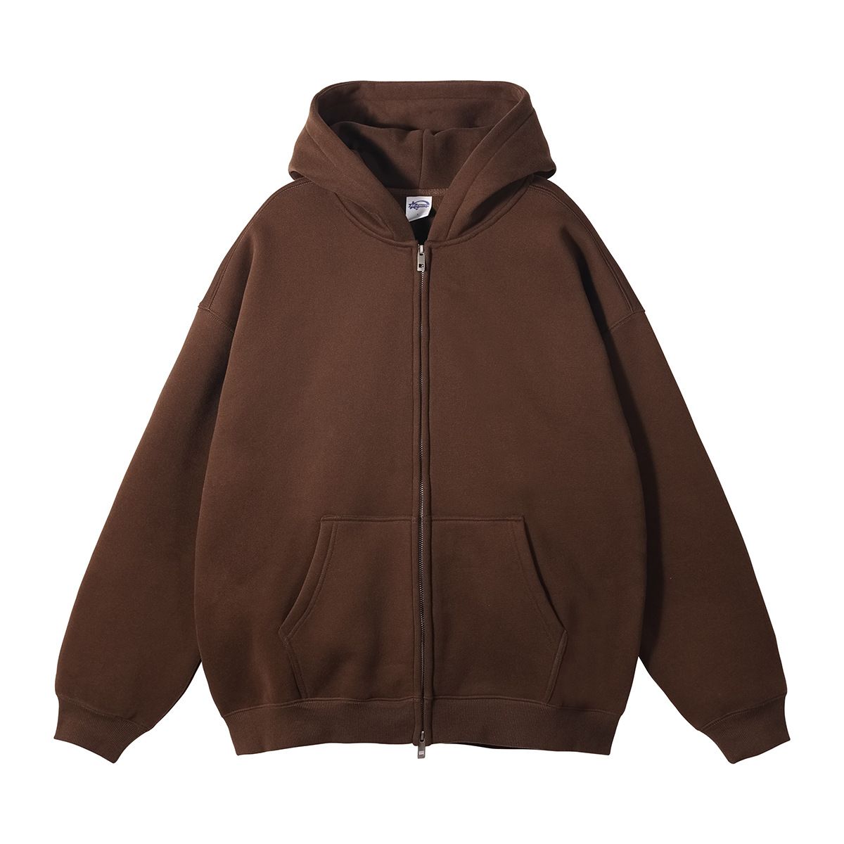 Herren Fleece-Kapuzenpullover mit silbernem Reißverschluss, verdickter, warmer Pullover, lässige Streetwear-Passform für Herbst und Winter_voghion.com