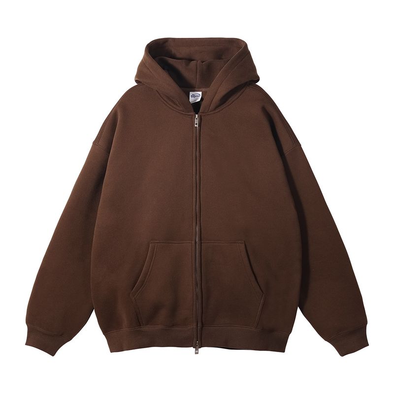 Felpa con cappuccio in pile da uomo con cerniera argentata, pullover caldo e spesso, vestibilità comoda e casual da strada per autunno e inverno._voghion.com