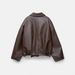 Vintage-Inspired Women's Bomber Jacket - Faux Leather Casual Coat With Relaxed Fit, Multiple Pockets (Black, Brown)_voghion.com