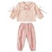 Ragazze e autunno 2023 nuova moda femminile bambino primavera collezione bambini floreale fiocco due pezzi set_voghion.com