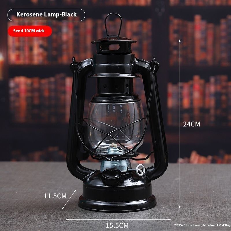 Tragbare Laterne aus Glas, Kerosin für Zuhause, Schlafzimmer, Camping, hängende Eisenkunst, Retro, dekorative Lampe_voghion.com