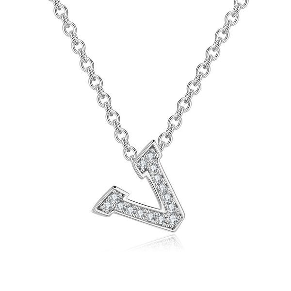 Colar com pingente de letra V de diâmetro completo para mulheres, banhado a ouro 14k, conjunto de cobre com corrente de zircônia_voghion.com