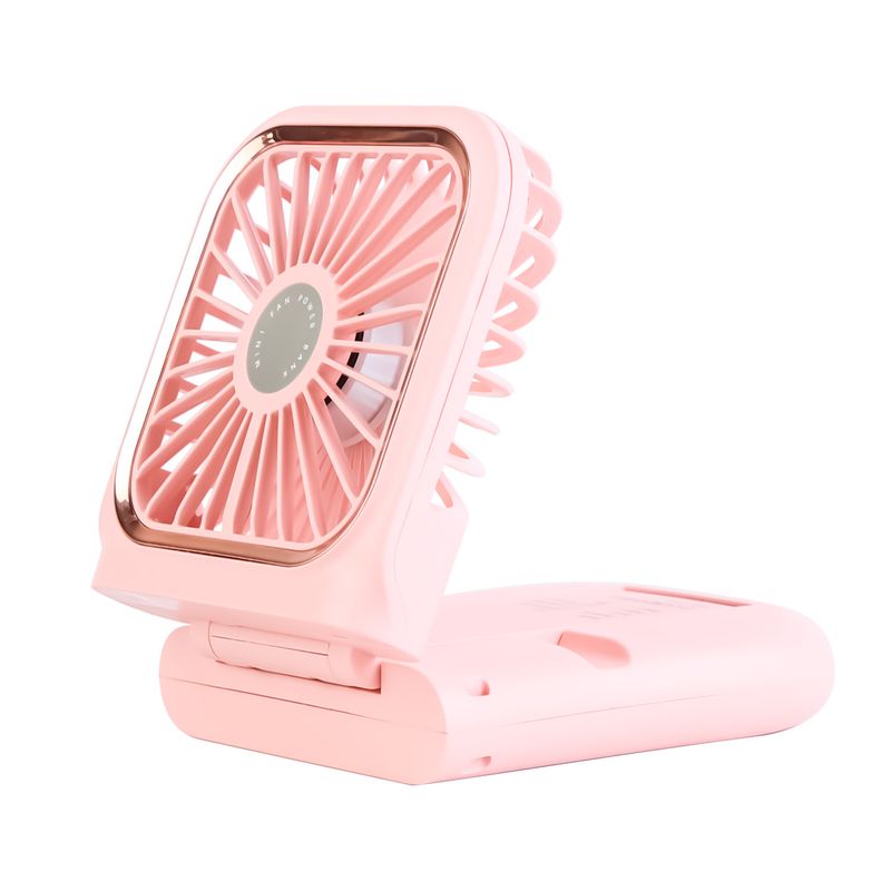 5 In 1 Folding Mini Fan Hands-free Rechargeable Neck Fan Handheld Fan with 3 Speeds Power Bank Phone Holder Neck Strap for Home Office Travel Dormitor_voghion.com