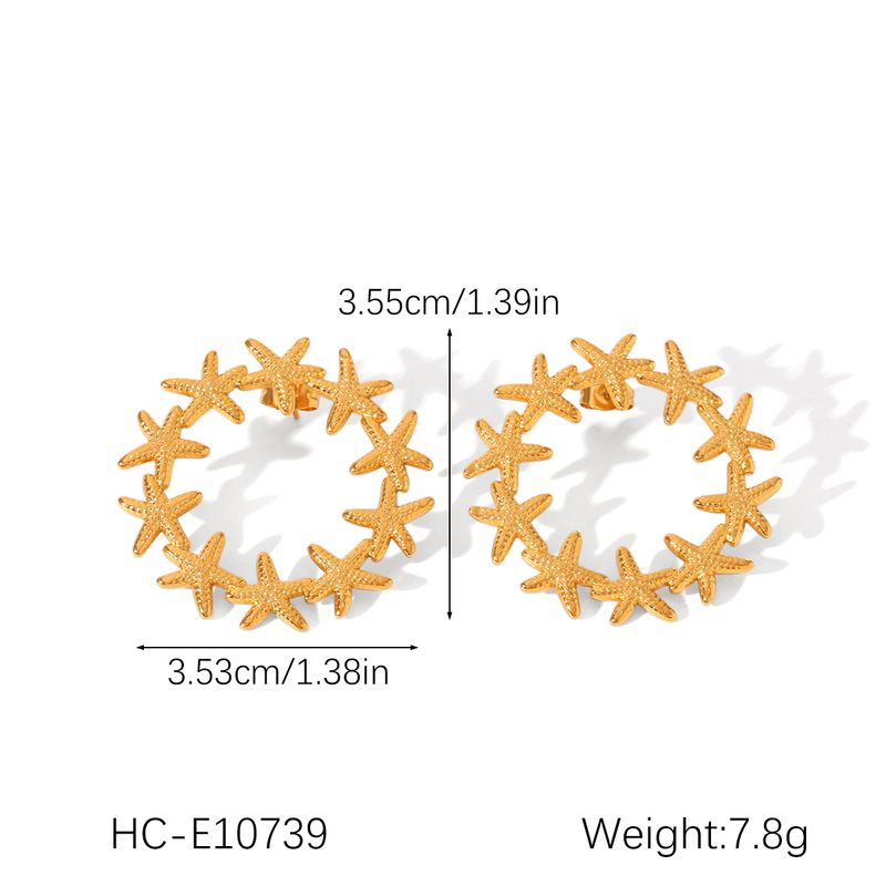 Runde Starfish Shell Stud Ohrringe Für Frauen Edelstahl Geometrische Earing Sommer Mode Schmuck Party Zubehör Geschenk_voghion.com