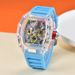 Richard Crystal Transparent Gradient 3D Rainbow Color Personalized Rotating Tourbillon Quartz Six Needle Calendar Watch_voghion.com