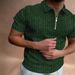 Summer Fashion Men's Lapel Half Zipper Striped Short Sleeve Slim T-Shirt _voghion.com