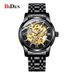 BIDEN Orologio meccanico classico di lusso con quadrante in diamanti, lancette luminose, orologio automatico scheletrato in oro da uomo, cinturino in acciaio inossidabile_voghion.com