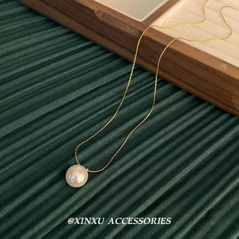 New Short Style Pearl Single Layer Ultra Thin Round Bead Necklace For Women's Fashion, Simple And Versatile, Gold Clavicle Chain_voghion.com