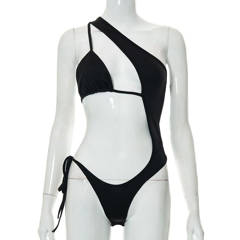Abbigliamento estivo da donna, nuovo top intero monospalla in tinta unita con ombelico esposto e monospalla_voghion.com