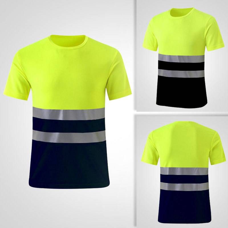 Men's Clothing reflective strip quick drying T shirt construction site reflective clothing work clothes_voghion.com