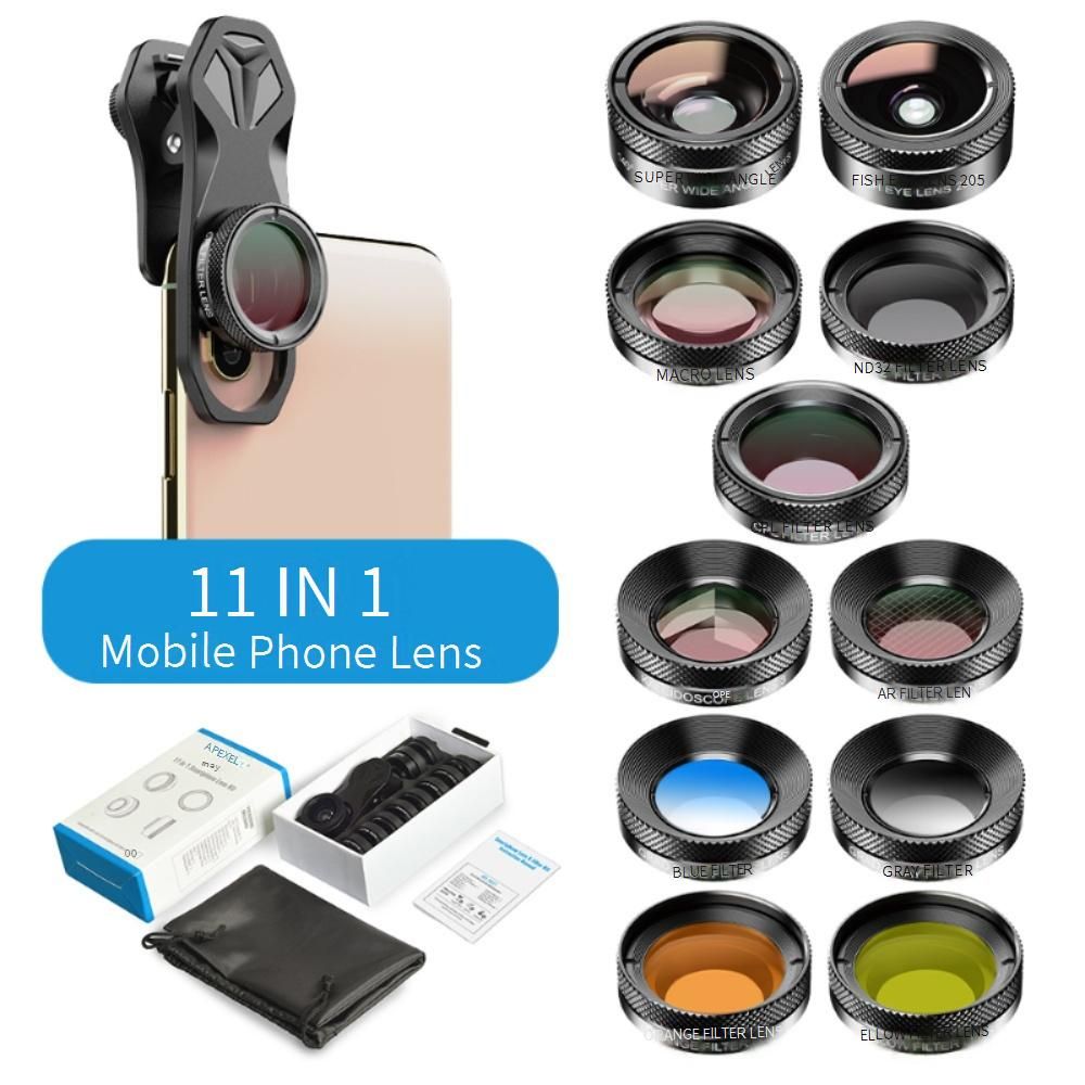 Mobile Phone Accessories Multi Functional Fisheye Wide Angle Macro Polarized Starlight Gradient Filter 11 In 1 Set Universal Mobile Phone Lens_voghion.com
