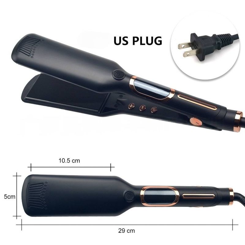 Professional Flat Iron With LCD Display & Ionic Technology - Extra Wide Curved Hair Straightener (500°F Fast Heating Salon-Grade Styling Tool)​_voghion.com