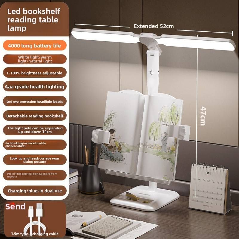 LED Study Lamp With Book Holder & Posture Correction, AA-Grade Lighting, Touch Control, 80-89 CRI, CE Certified (Model 903A)​_voghion.com
