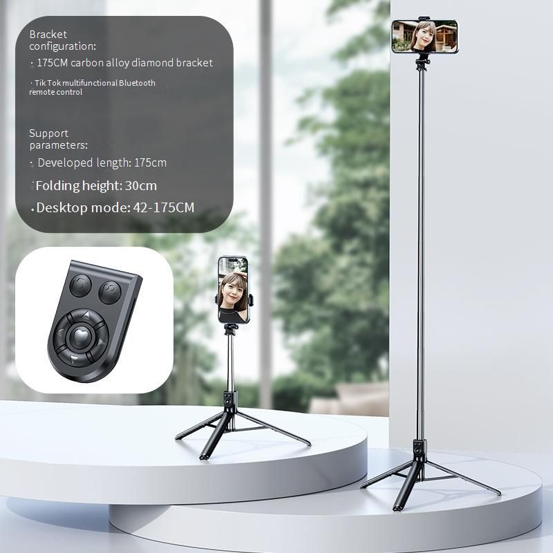 Professional 1.8m Selfie Stick Tripod With Bluetooth Remote & Dual LED Lights – 4-Axis Stabilized Phone Stand For Live Streaming, Vlogging_voghion.com