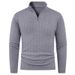 Stylischer Herren-Strickpullover mit halbem Reißverschluss – Atmungsaktiver und bequemer Pullover für die Freizeit und das Büro (Grau, Schwarz, Khaki, Kaffee)_voghion.com
