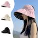 Cappello da sole estivo a tesa larga con parte superiore vuota per donna Cappello da secchiello con protezione solare anti UV Cappello da spiaggia per esterno con protezione solare femminile_voghion.com