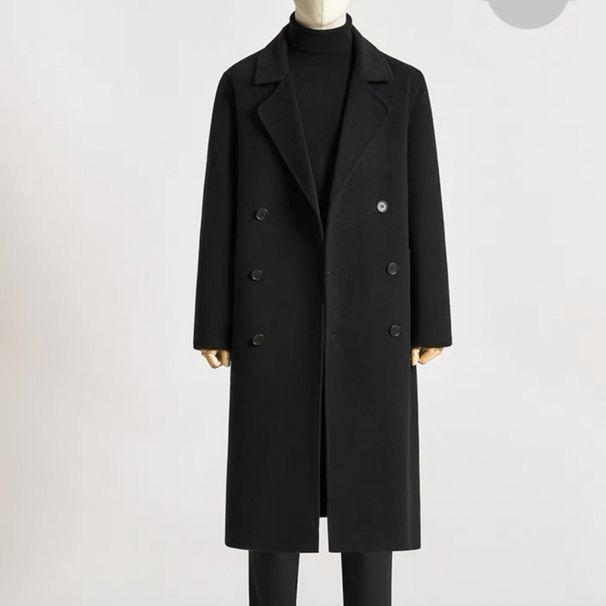Hochwertiger langer Wollmantel für Herren – Knielanger zweireihiger Business-Trenchcoat (Slim Fit, Ganzjahrestauglich, M-4XL)_voghion.com