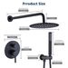 Shower System Shower Faucet Combo Set Wall Mounted With 10" Rainfall Shower Head And Handheld Shower Faucet, Matte Black Finish With Brass Valve Rough-In_voghion.com