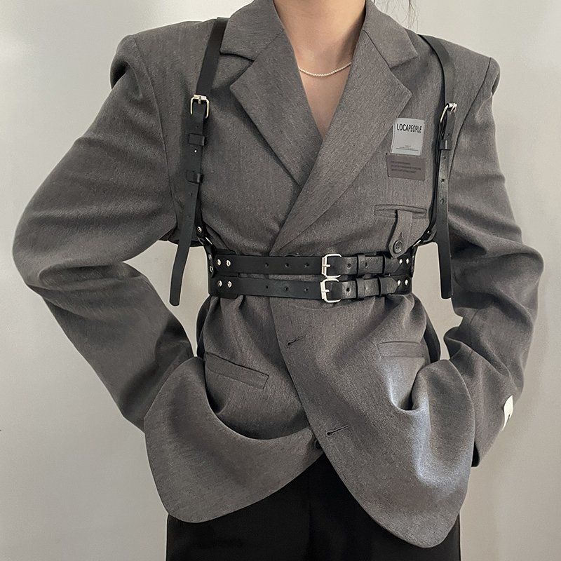 HOT Women Fashion Leather Waist Belt Gothic Suspender Woman Decorative Harness Straps Punk Clothing Accessorie_voghion.com