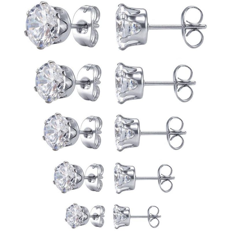 Orecchini in acciaio inossidabile per donna - Semplici borchie con zirconi e strass, design di alta qualità con griffe di diamanti, gioielli minimalisti alla moda_voghion.com