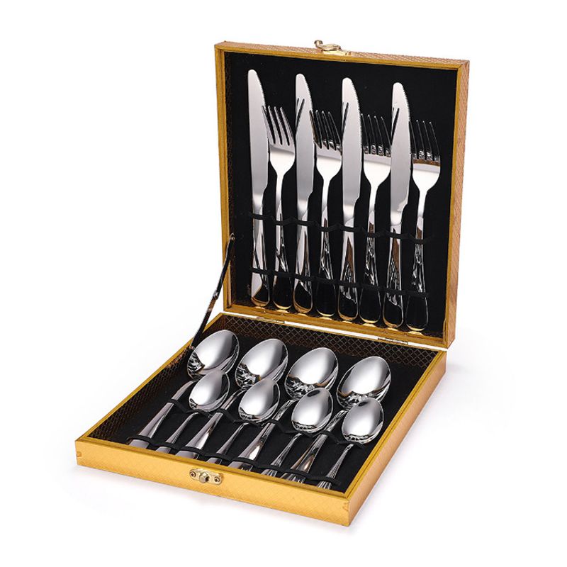 Set di posate da 24 pezzi in acciaio inossidabile 1010 placcato in titanio - Collezione Premium di coltelli, forchette e cucchiai in confezione regalo (4 pezzi principali inclusi)_voghion.com