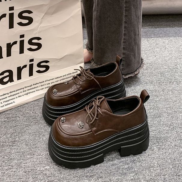 Mocassini con zeppa e plateau con rialzo di piccole dimensioni, famosi in tutto il mondo, scarpe da donna a strato singolo, nuove scarpe vintage con tacco alto in pelle autunnali_voghion.com