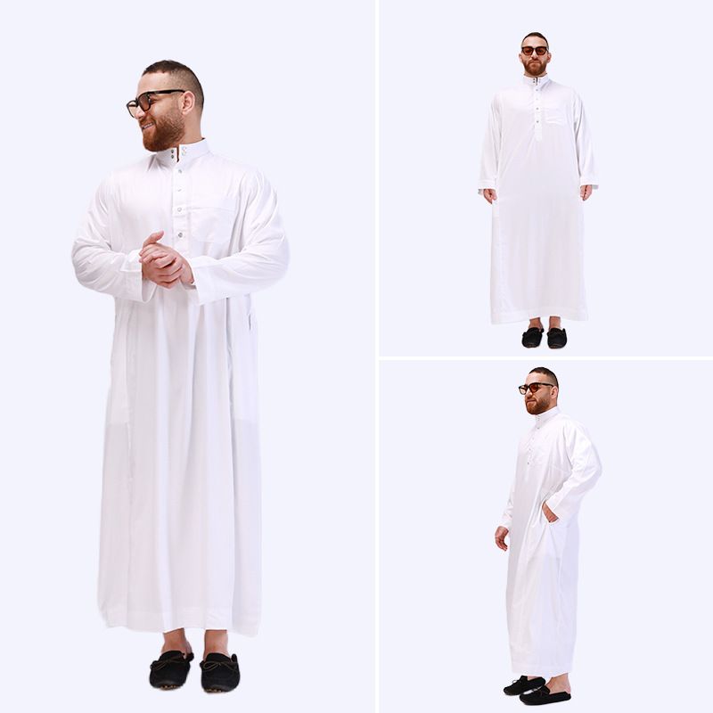 New White Arab Fashion Men's Wear Muslim Robe Dishdashi_voghion.com
