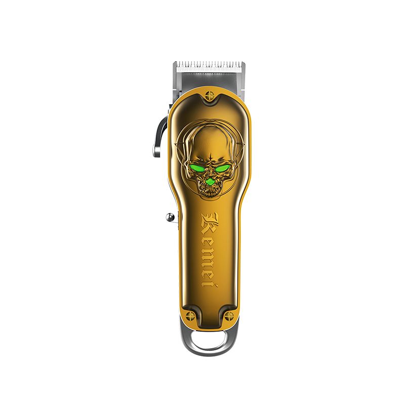 Cortadora de pelo eléctrica recargable e inalámbrica profesional Kemei KM-1961, venta en línea, para hombres, color dorado._voghion.com