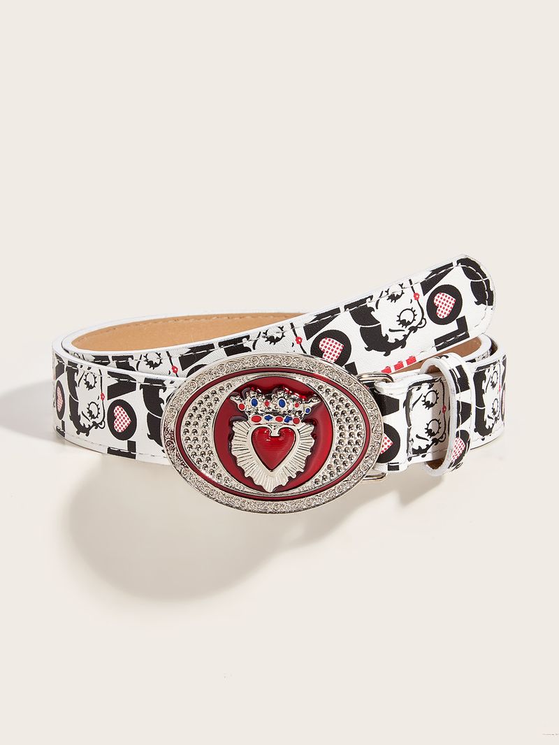 Fille américaine sexy des années 2000, texture marron, amour métal avec motif imprimé spécial, ceinture assortie, pantalon_voghion.com