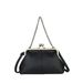 Doctor Bag Popular Versatile Shell Bag New Lychee Pattern Simple Shoulder Bag Clip Chain Handbag Women's Bag_voghion.com