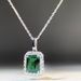 S Pure Silver Emerald Necklace Women's Princess Square Bag Full Diamond Collar Chain Zircon Pendant_voghion.com